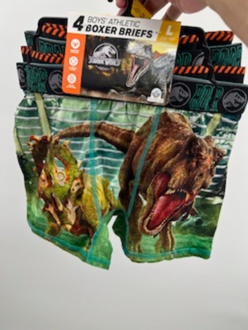 NWT Jurassic World Boys Athletic Boxer Briefs 4-Pack Size L (10-12)